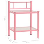 vidaXL Tables de chevet 2 Pièces Rose et transparent Métal et verre