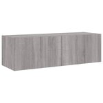 vidaXL Meuble TV muraux 3 Pièces avec lumières LED sonoma gris