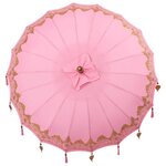 vidaXL Parasol balinais 260 Rose 180-190 cm Coton et bois massif