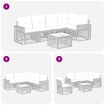vidaXL Ensemble de canapé de jardin 6 pc Noir et blanc crème polyrotin