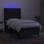 vidaXL Sommier à lattes de lit matelas et LED Noir 80x200cm Tissu