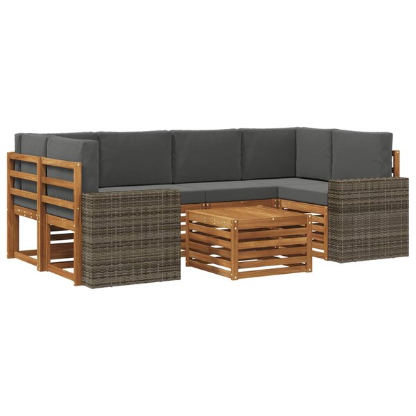 vidaXL Ensemble de canapés d'extérieur 7 Pièces Naturel et Anthracite