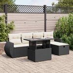 vidaXL Salon de jardin 6 Pièces avec coussins noir résine tressée