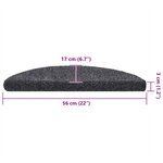 vidaXL Tapis d'escalier autocollants 10 pièces 56 x 17 x 3 cm Gris foncé Demi-rond