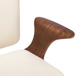 Chaise fauteuil siège pivotante de bureau informatique étude similicuir et bois courbé crème 02_0024097