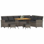 vidaXL Salon de jardin 4 Pièces avec coussins forme L gris résine tressée