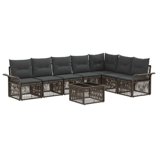 vidaXL Ensemble de canapé de jardin 8 pc Gris polyrotin