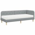 vidaXL Cadre de lit d'angle Gris clair 80 x 200 cm tissu