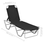 vidaXL Chaise longue aluminium et textilène noir