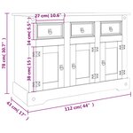 vidaXL Buffet Corona gris 112x43x78 cm bois massif pin mexicain