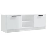 vidaXL Meuble TV Blanc brillant 102x35x36 5 cm Bois d'ingénierie