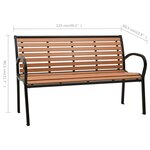 vidaXL Banc de jardin 125 cm acier et WPC noir et marron