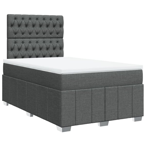vidaXL Sommier à lattes de lit avec matelas Gris foncé 120x200cm Tissu