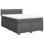 vidaXL Sommier à lattes de lit avec matelas Gris foncé 140x200cm Tissu