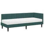vidaXL Cadre de lit d'angle avec matelas 2 Pièces Vert Velours