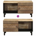 vidaXL Table basse noir 80x50x40 cm bois de manguier massif brut