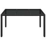 vidaXL Table de jardin dessus en verre Noir 150x90x75cm Résine tressée