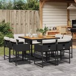 vidaXL Ensemble à manger de jardin 9Pièces coussins noir résine tressée