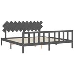 vidaXL Cadre de lit avec tête de lit gris 200x200 cm bois massif