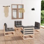 vidaXL Salon de jardin 4 Pièces avec coussins Bois de pin massif