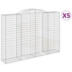 vidaXL Paniers à gabions arqués 5 Pièces 300x50x200/220 cm fer galvanisé