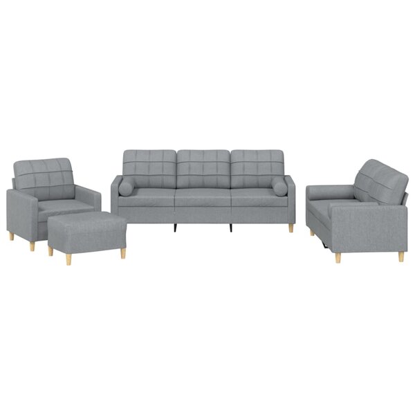 vidaXL Ensemble de canapés 4 Pièces coussins gris clair tissu