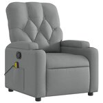 vidaXL Fauteuil inclinable de massage gris clair tissu