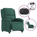 vidaXL Fauteuil inclinable électrique vert foncé velours
