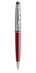 WATERMAN Expert Deluxe stylo bille, rouge foncé avec capuchon ciselé, Attributs palladium, recharge bleue pointe moyenne, écrin
