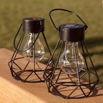 Lot de 2 lanternes solaires ruby lantern noir acier h24cm