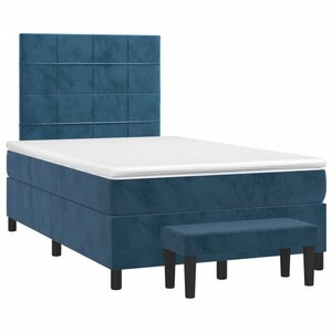 vidaXL Sommier à lattes de lit et matelas bleu foncé 120x190cm velours