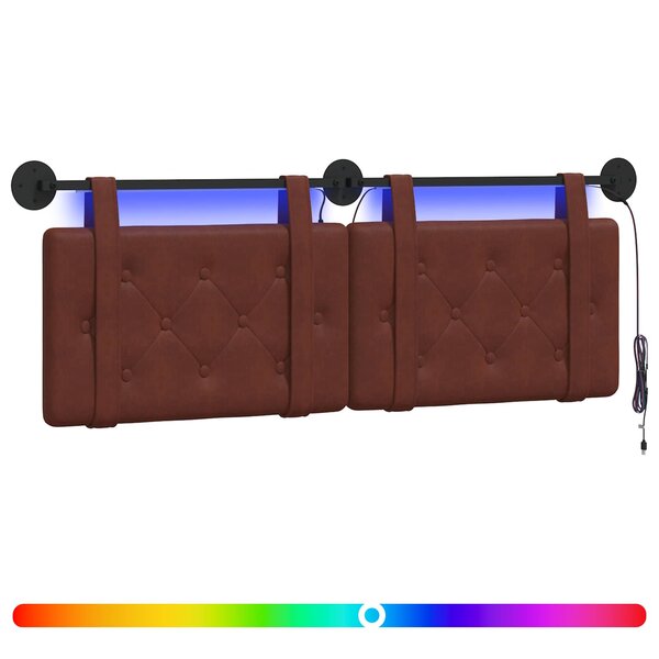 vidaXL Tête de lit suspendue Brun Brillant PU antique