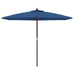 vidaXL Parasol de jardin avec mât en bois bleu azuré 299x240 cm