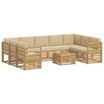 vidaXL Ensembles de canapés 10 Pièces Blanc et Beige 59 x 59 x 37 cm