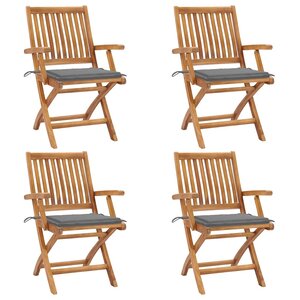 vidaXL Chaises pliables de jardin avec coussins lot de 4 Teck solide