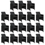 vidaXL Ensemble à dîner de jardin coussins 19 Pièces Résine tressée Noir