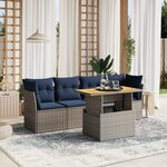 vidaXL Salon de jardin 5 Pièces avec coussins gris résine tressée