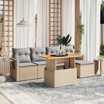 vidaXL Salon de jardin avec coussins 6 Pièces beige résine tressée