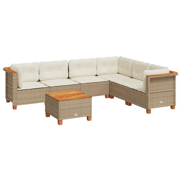 vidaXL Salon de jardin avec coussins 7 Pièces beige résine tressée