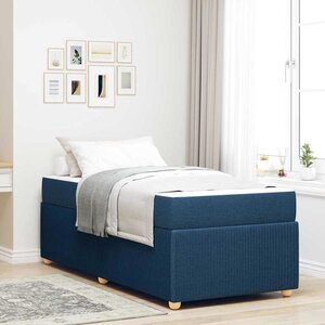 vidaXL Cadre de lit avec matelas Bleu 100 x 200 cm tissu