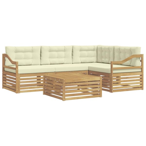 vidaXL Ensemble de canapés d'extérieur 5 pc Blanc et crème Polyester