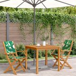 vidaXL Chaises de jardin lot de 2 motif de feuilles acacia et tissu