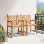 vidaXL Chaise de jardin 2 pc Bois de teck massif