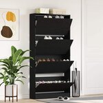 vidaXL Armoire à chaussures avec porte Chêne noir 80 x 21 x 163.5 cm