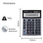 ACROPAQ Calculatrice de bureau- Écran 12 chiffres- Dual Power- 350g- Ecran incliné avec pied arrière- Gris- Pile LR44 incluse