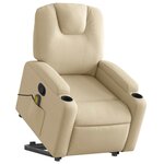 vidaXL Fauteuil inclinable de massage Crème Tissu