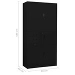 Armoire de bureau avec casier et 3 étagères réglables 90 x 40 x 180 cm design moderne en acier noir 02_0046913