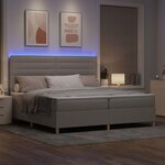 vidaXL Lit à ressort LED avec matelas Taupe 200 x 200 cm tissu