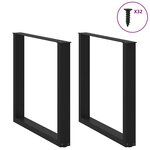 vidaXL Pieds de table à manger en U 2 pièces Noir 90 x (72-73) cm Acier