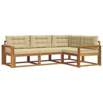 vidaXL Ensemble de canapés d'extérieur 4 Pièces Naturel et Beige